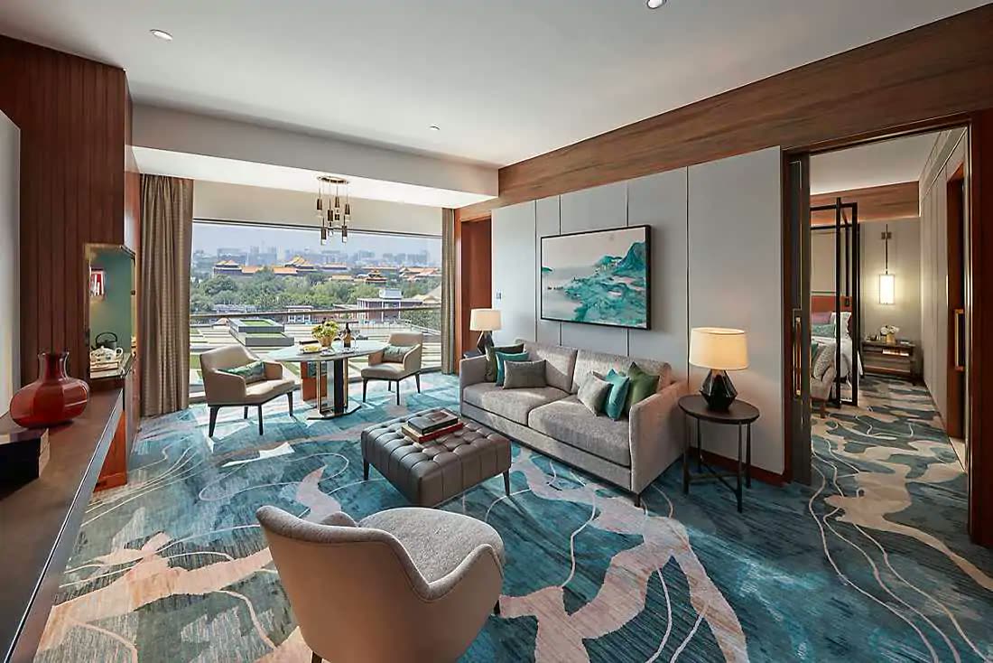Premier Suite living room at Mandarin Oriental Wangfujing, Beijing