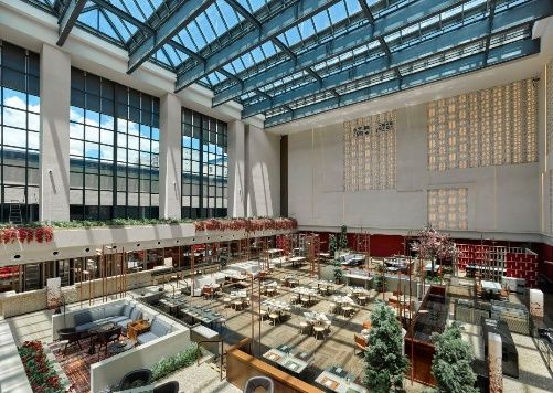 Atrium lobby lounge at Hilton Shigatse