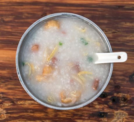 A bowl of sampan congee from Guangzhou's Lychee Bay